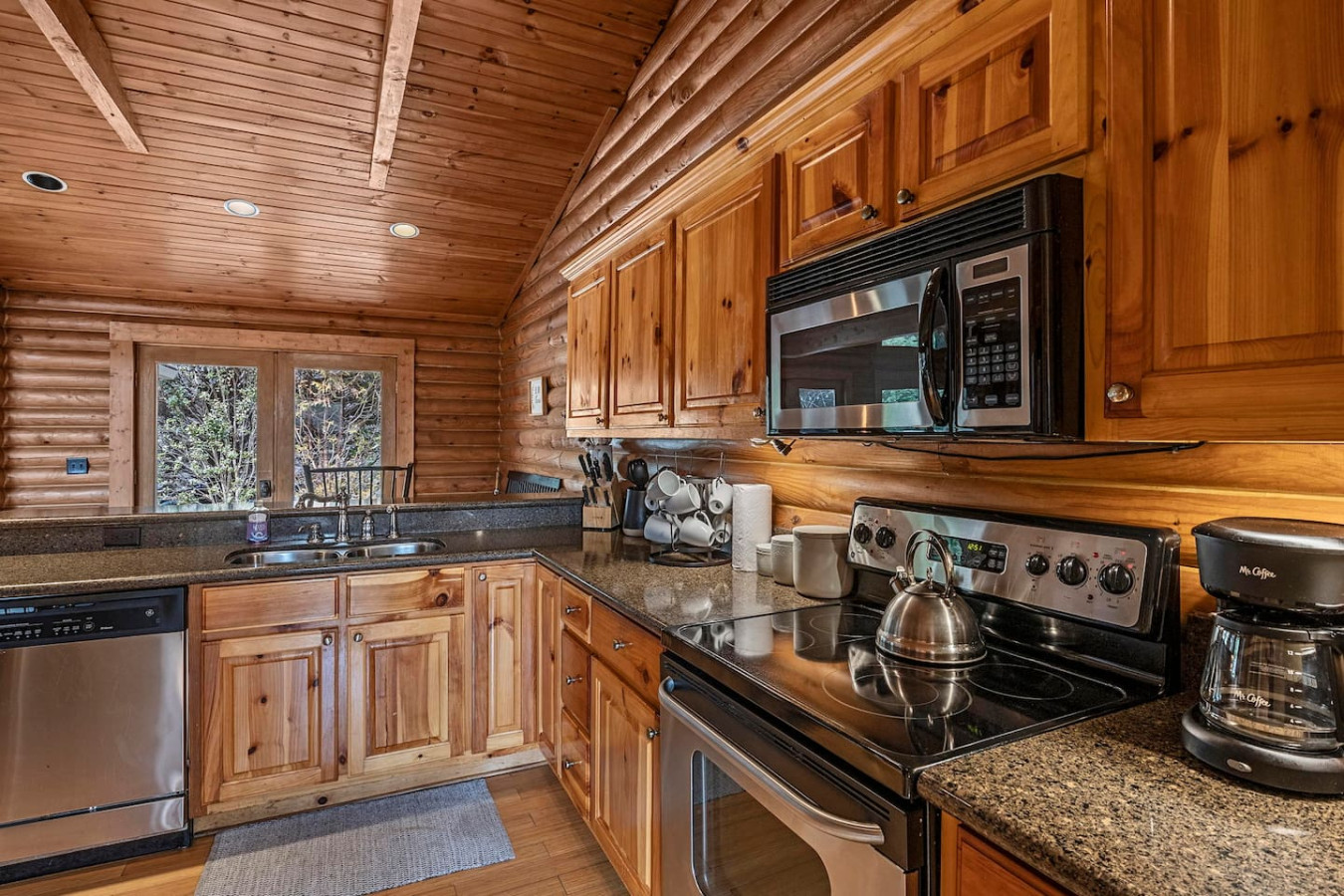 Fully stocked kitchen.
