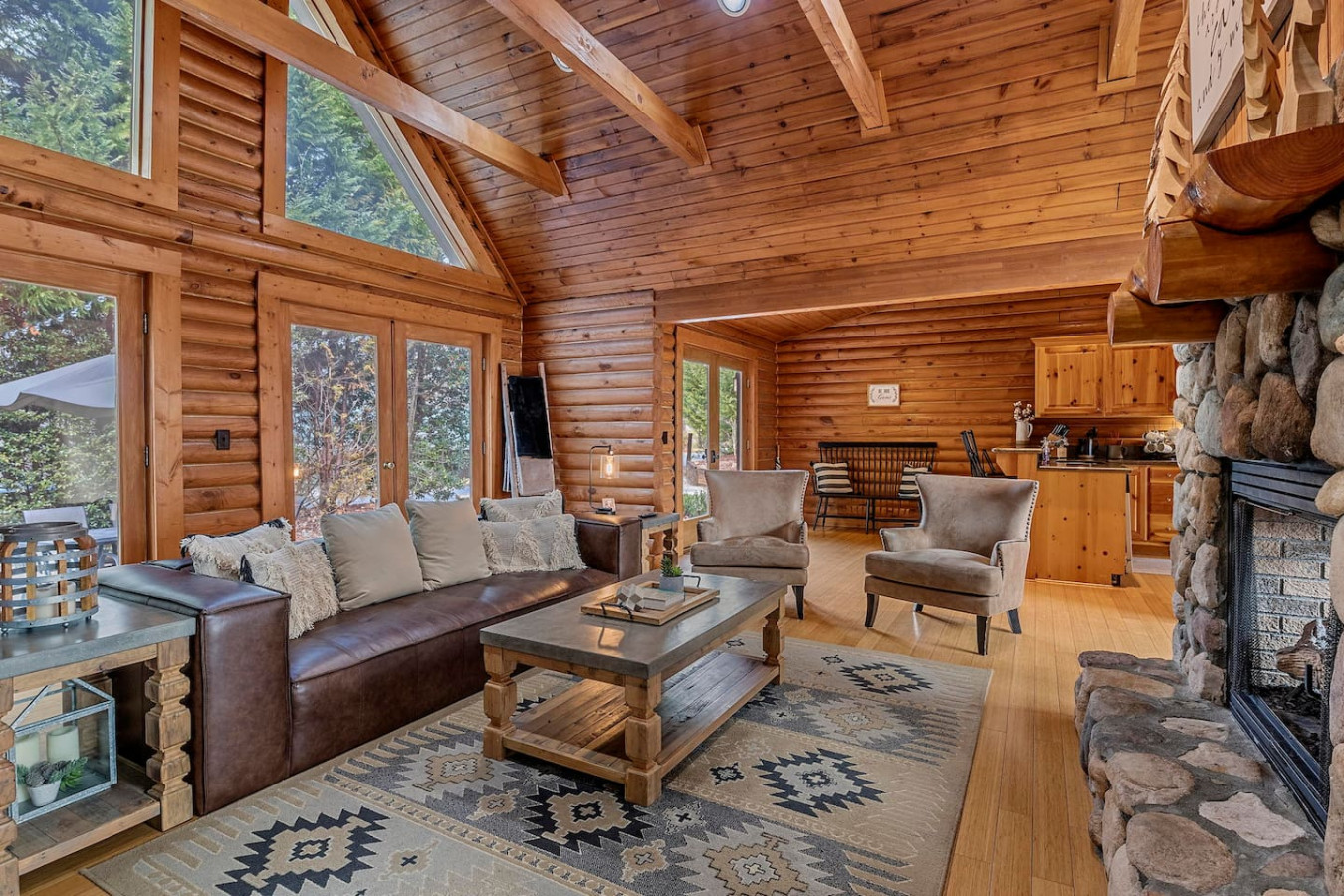 Cozy up with friends and family in the beautiful open living room.