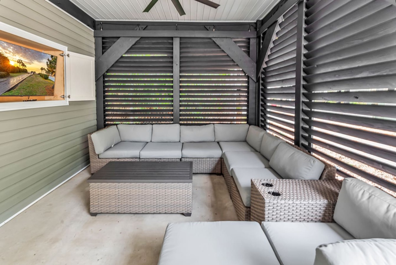 No better way to spend an evening than in this cozy outdoor living area