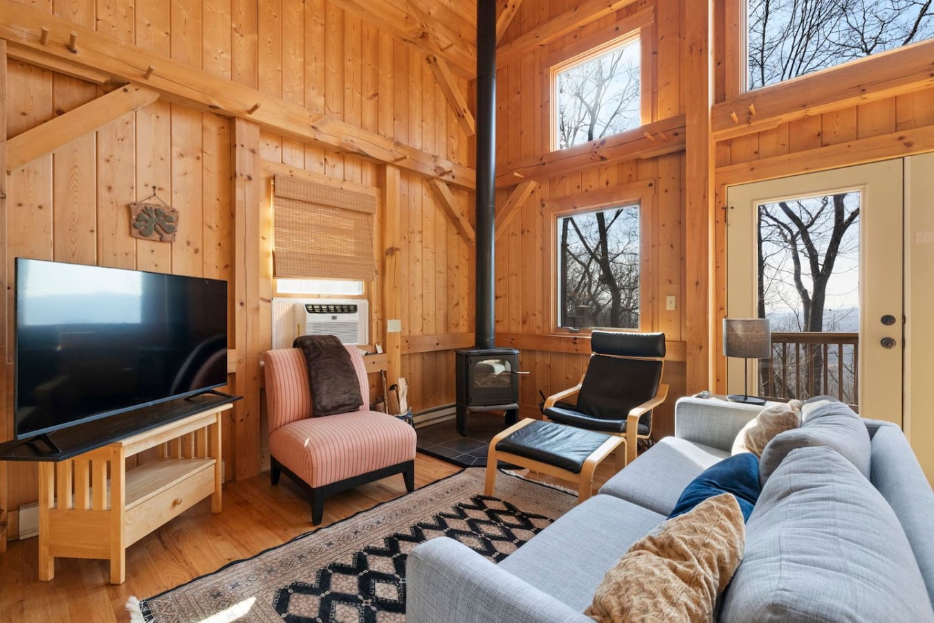 Our quaint living space with the wood stove