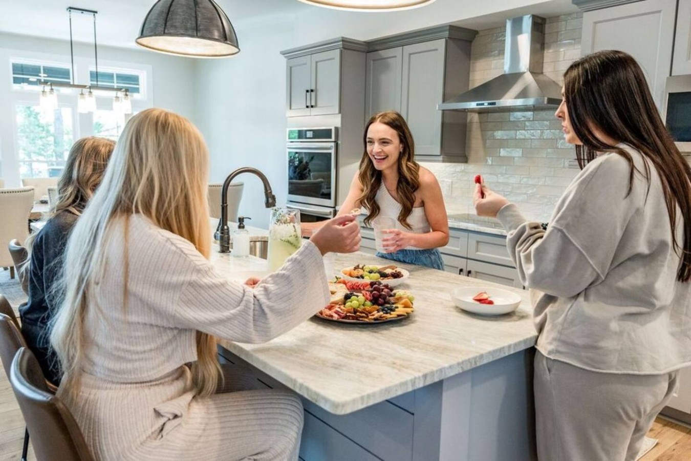Brand new, fully stocked kitchen has all you need to whip up a meal for your friends or family.