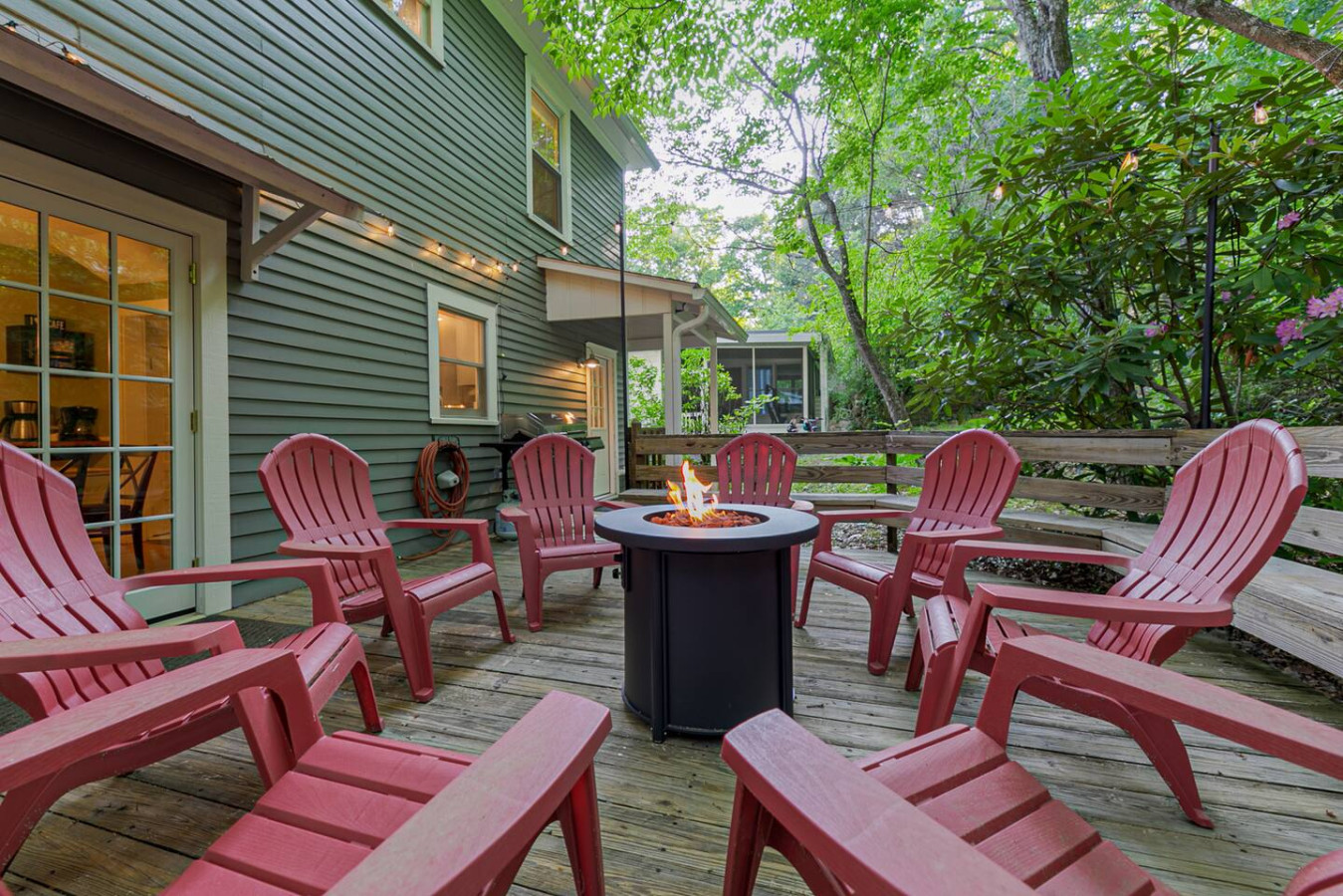 Gather 'round the fire pit and let the stories unfold! Perfect spot for cozy evenings with friend and family.