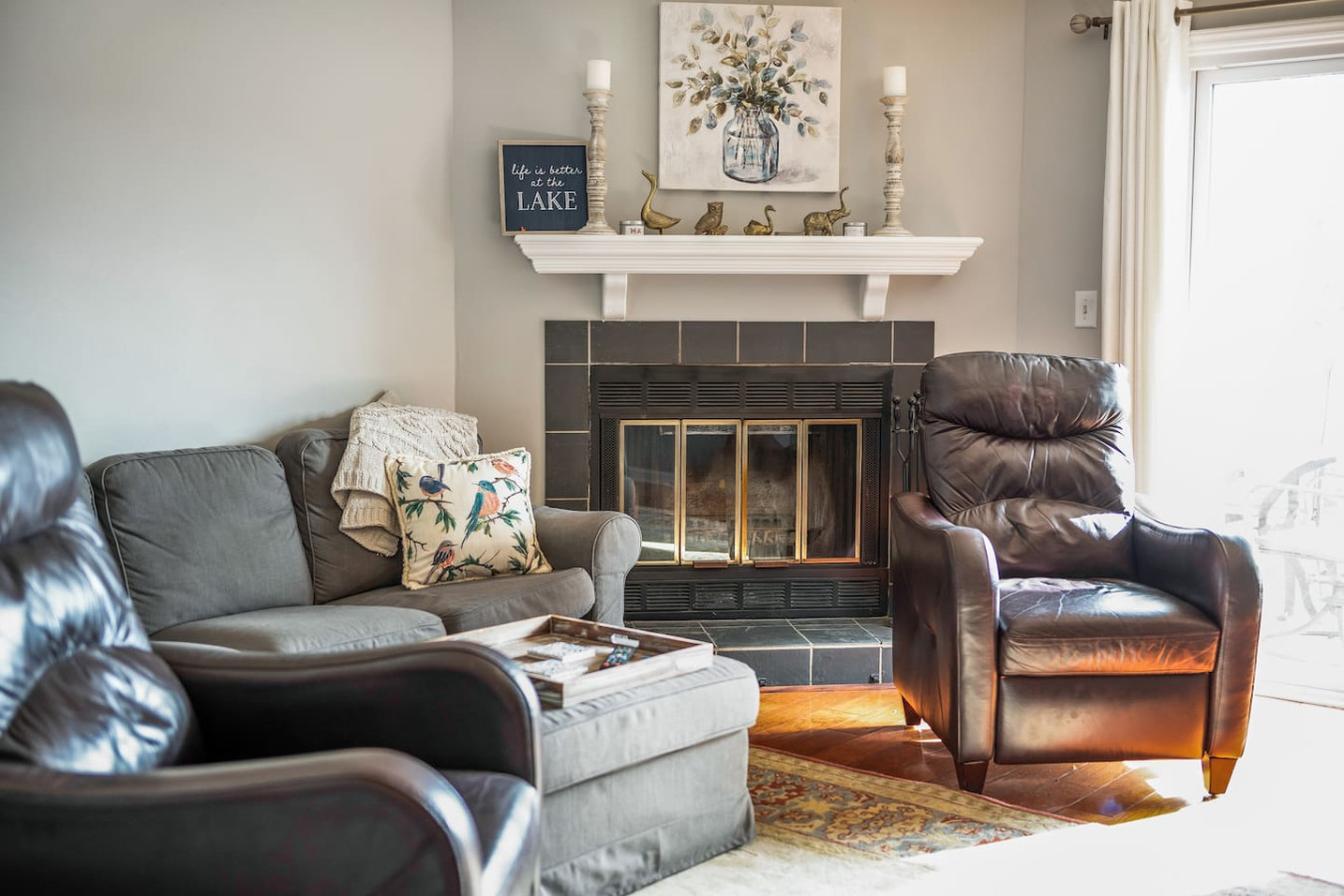 Nothing like a warm fire to bring the living room to life! #InteriorDesign