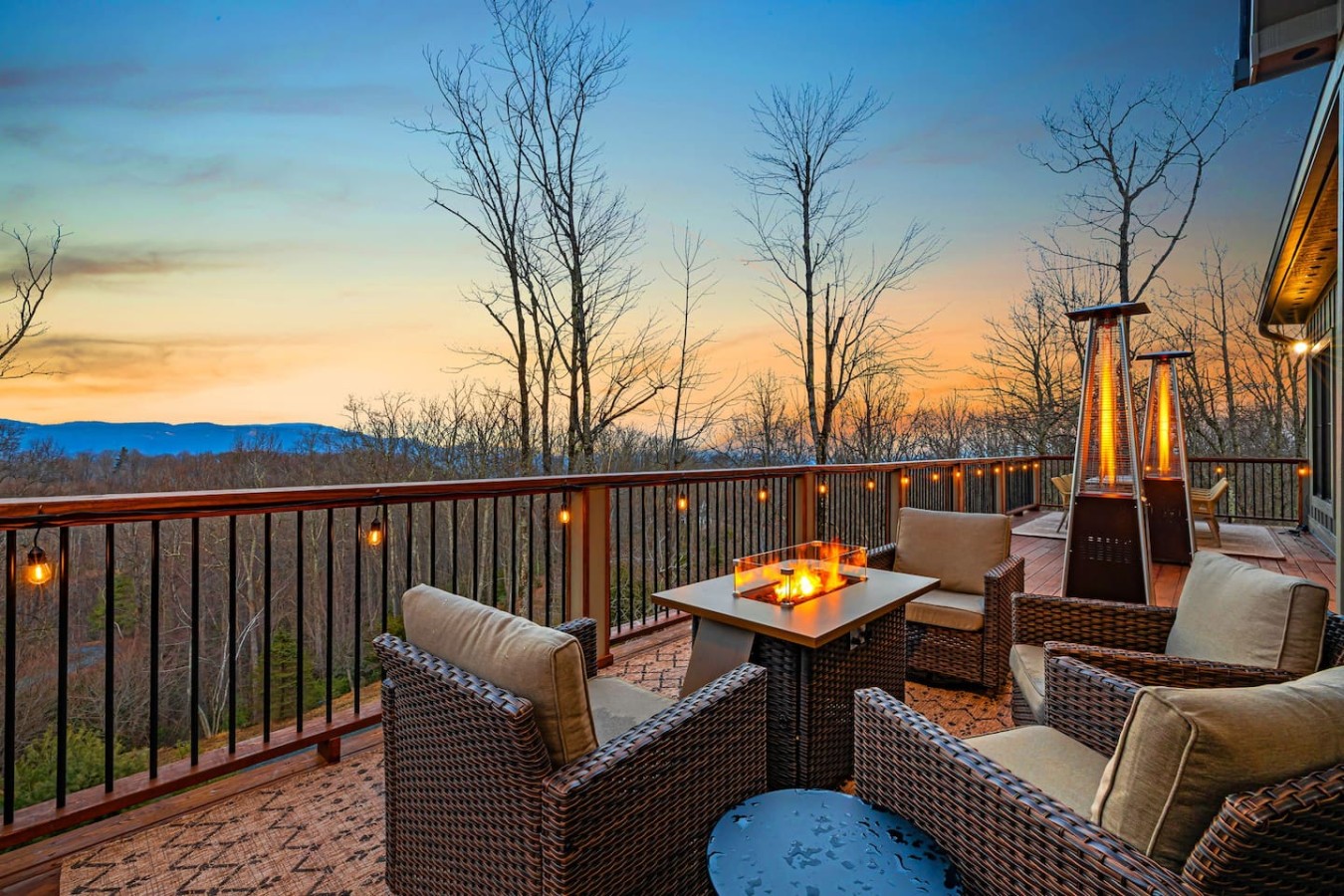 Expansive deck space, views, and cozy outdoor living