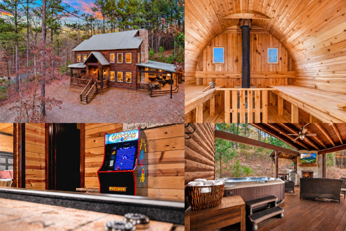 Hochatown Hideout: Four-panel enhanced property collage without logo