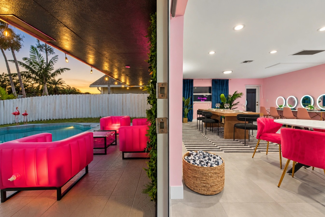 Dining and styling spaces opening to the patio