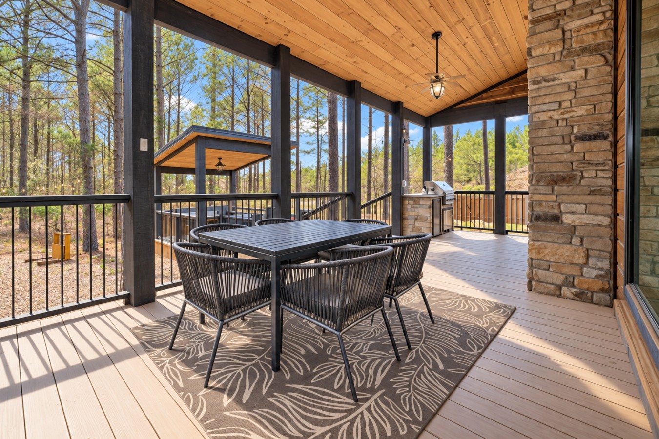Family Getaway: Covered outdoor dining table