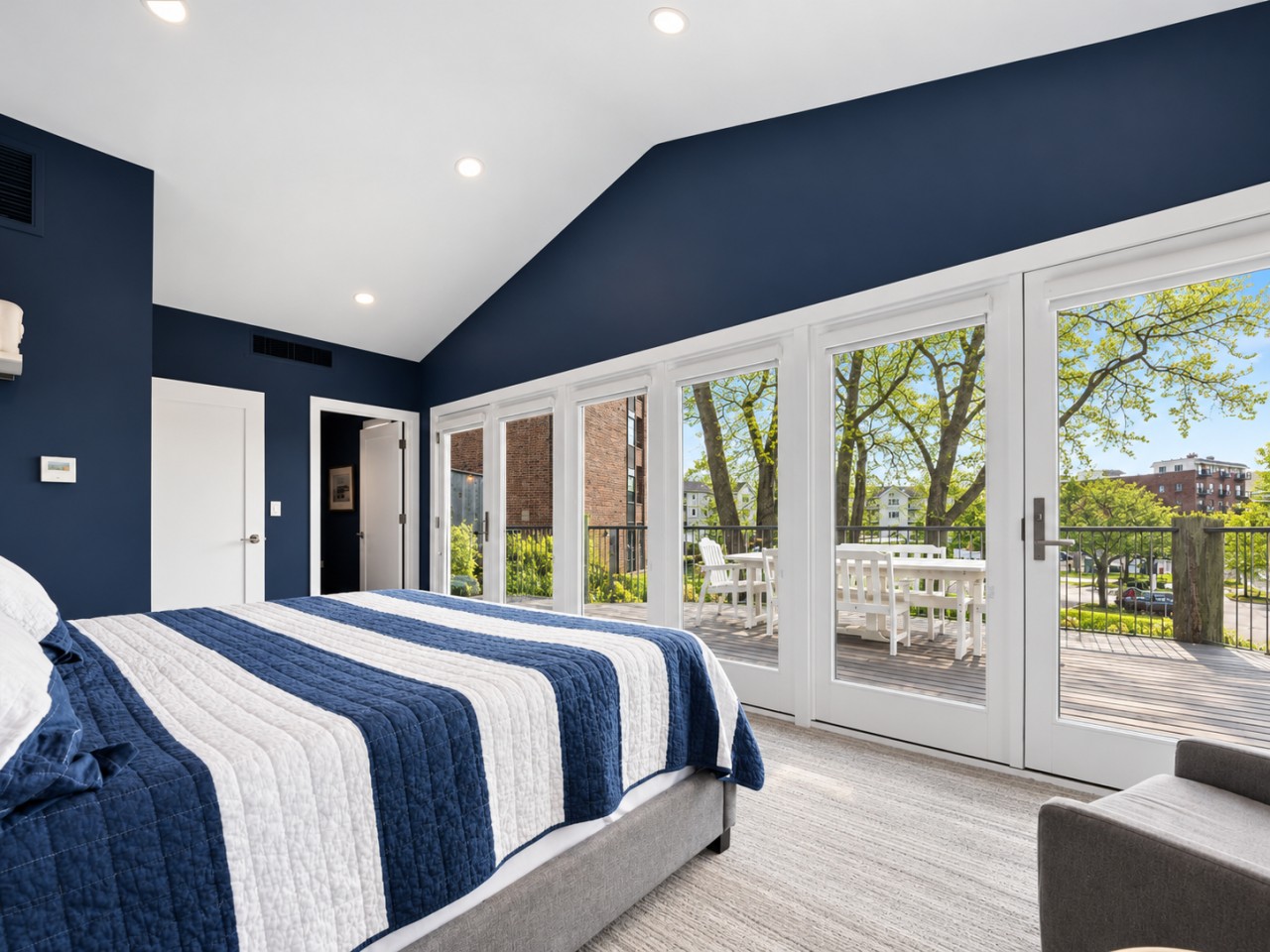 Comfortable king sleeping area with distinctive finishes