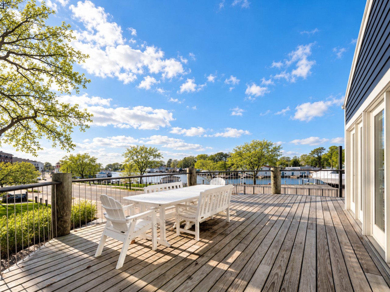 Open-air dining with views of the Black River