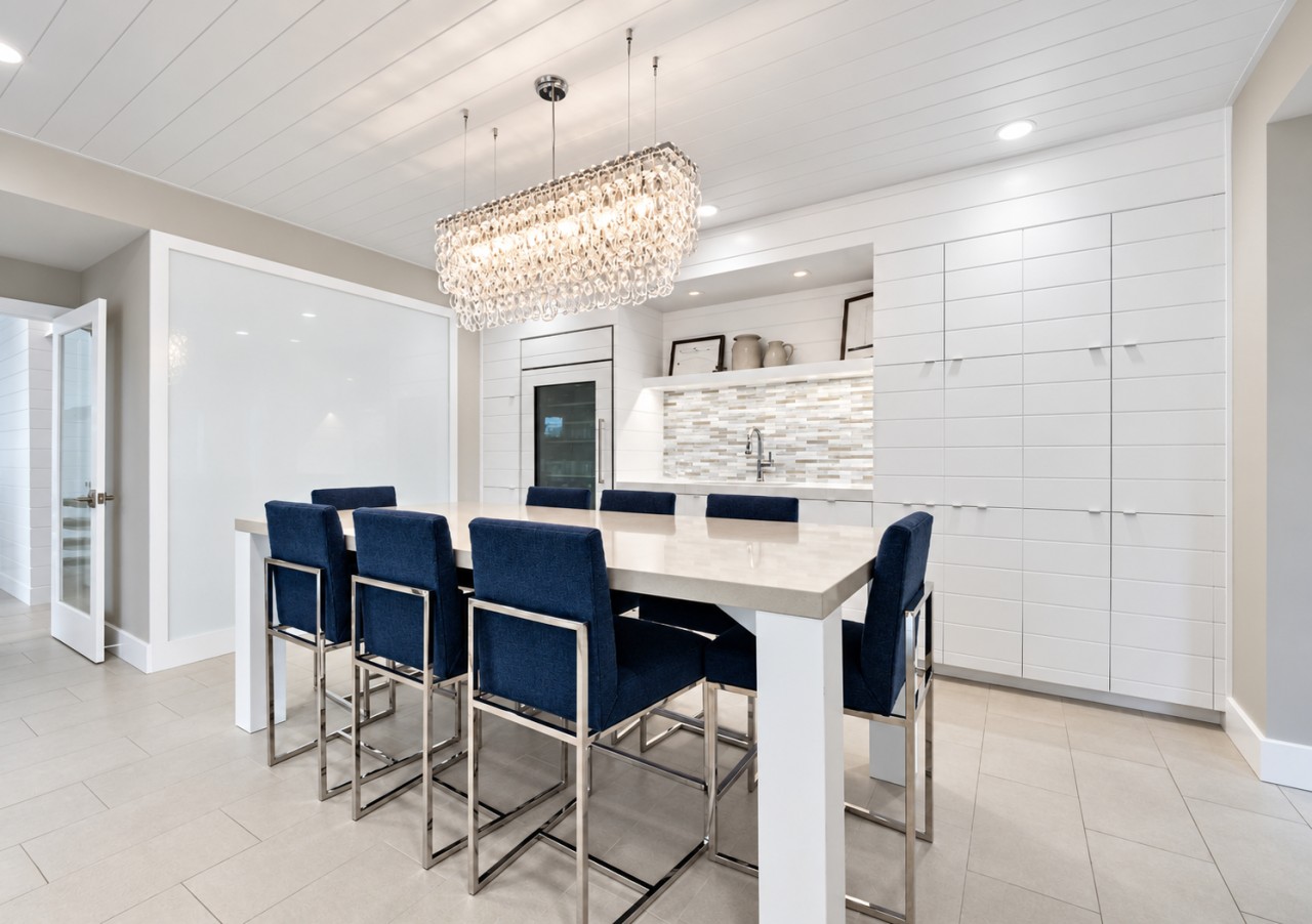 Spread out around the second dining table