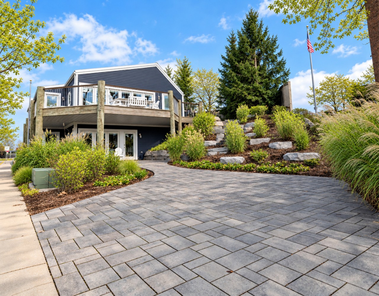 Driveway and landscaped approach to the home
