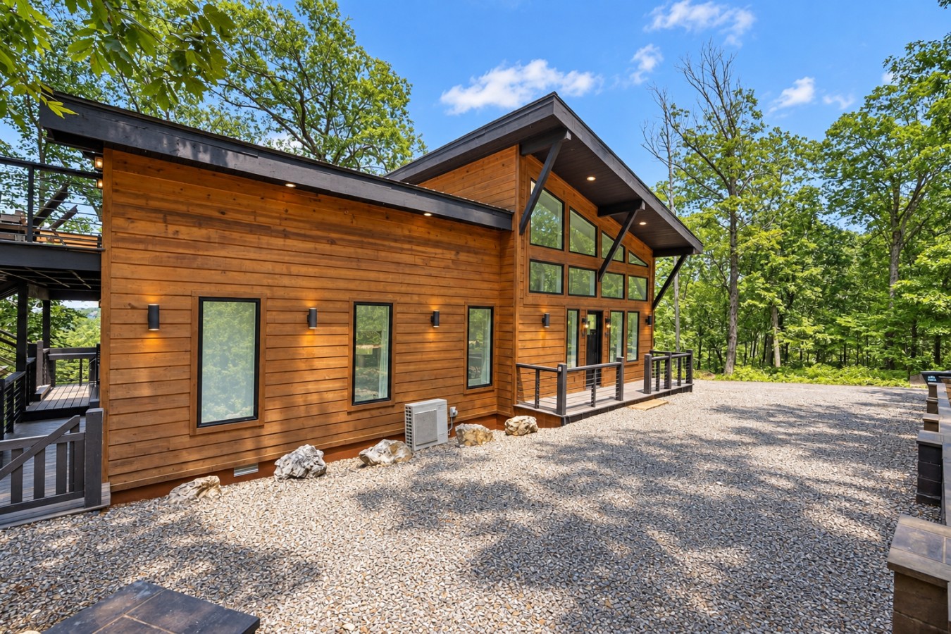 Sky High: Cabin exterior and driveway
