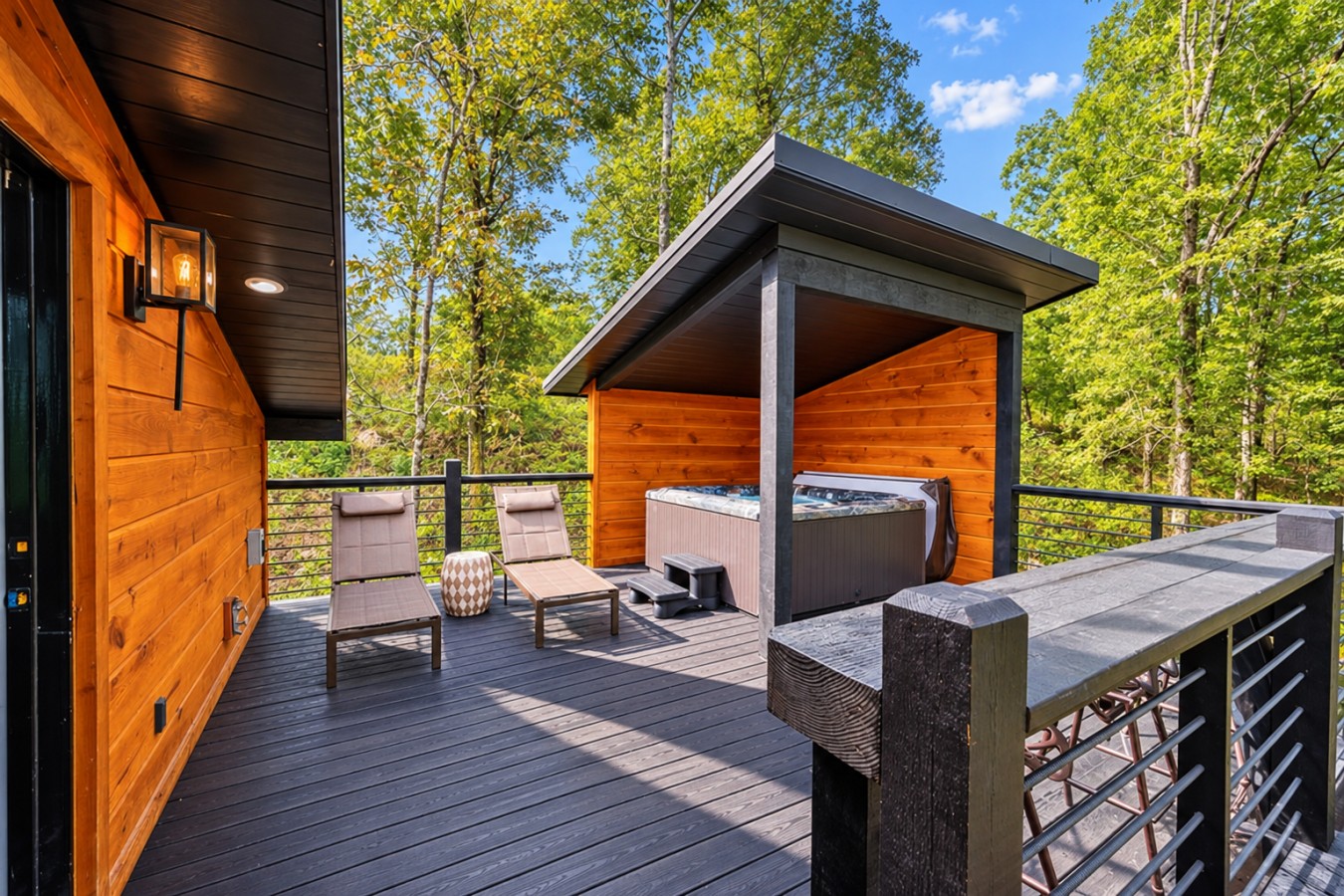 Sky High: Hot tub pavilion and deck