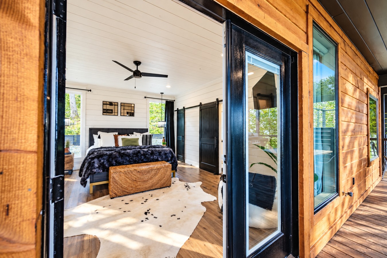 Sky High: Bedroom opening to the deck
