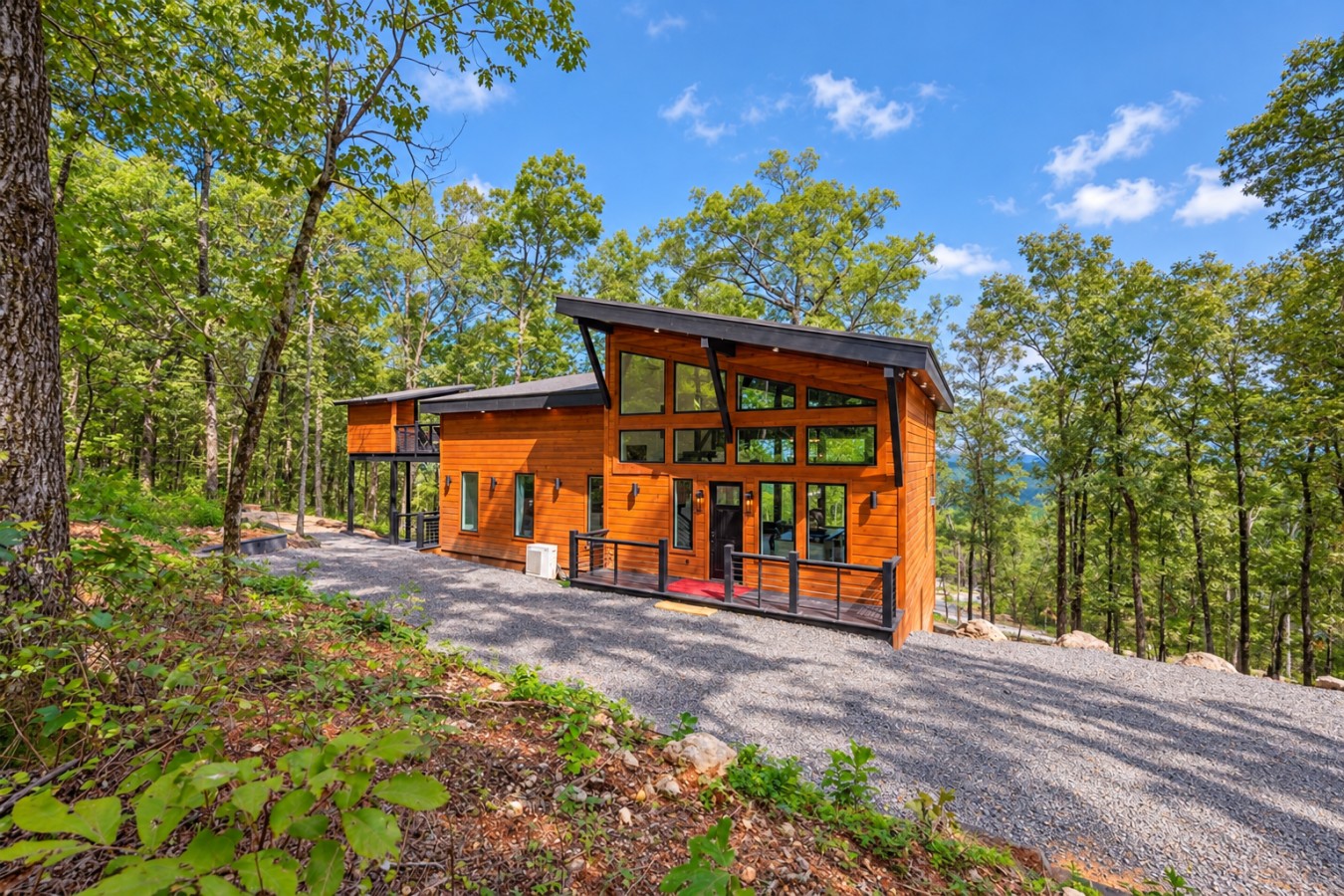 Sky High: Cabin exterior and driveway
