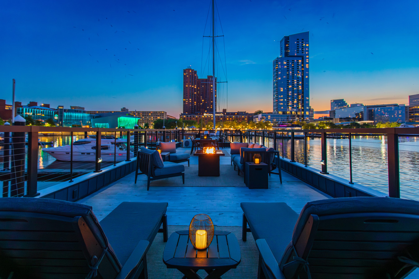 The whole harbor, all to yourself. Fire pit included.