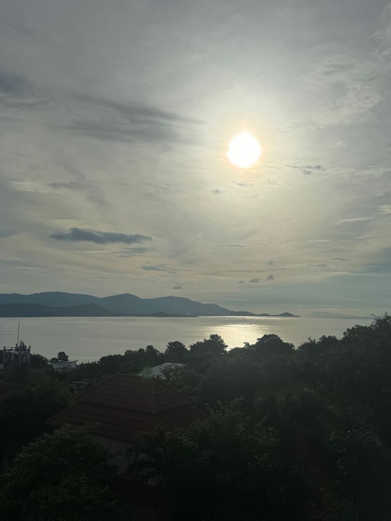 Sunset view from villa over Thongsong Bay islands Koh Samui