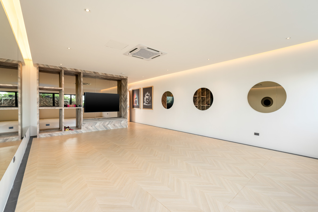 Contemporary hallway with modern design and decorative features