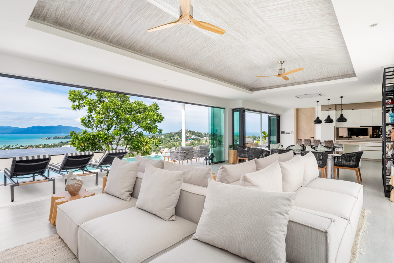 Outdoor living space with natural wood features and garden outlook