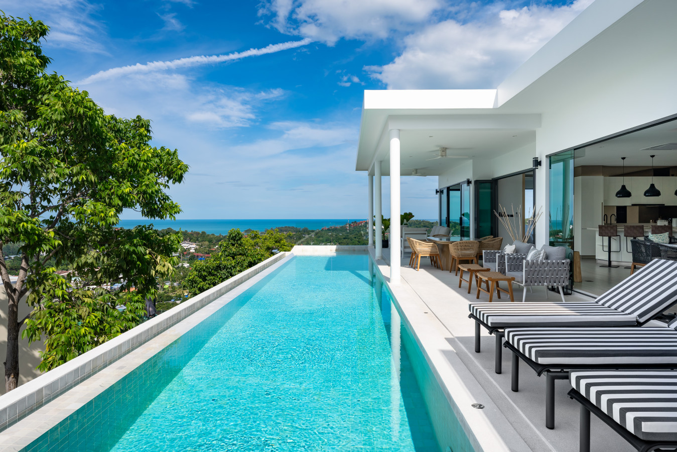 Villa pool and terrace with breathtaking Samui ocean views