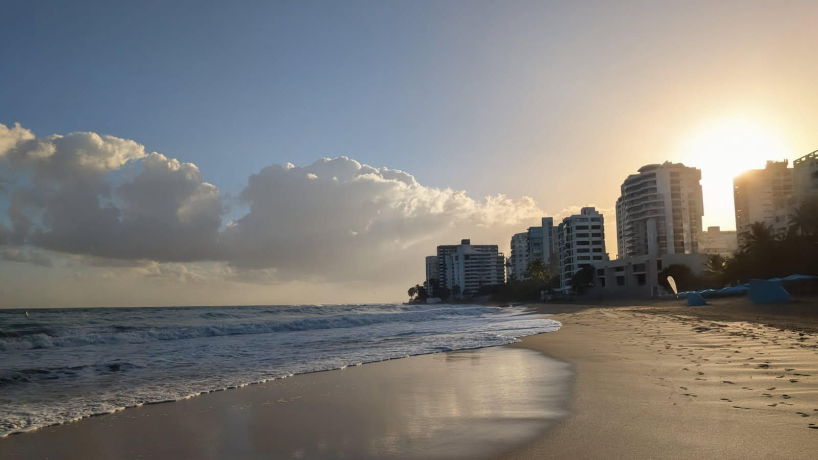 Our beautiful Condado beach, just a few minute walk from our home.