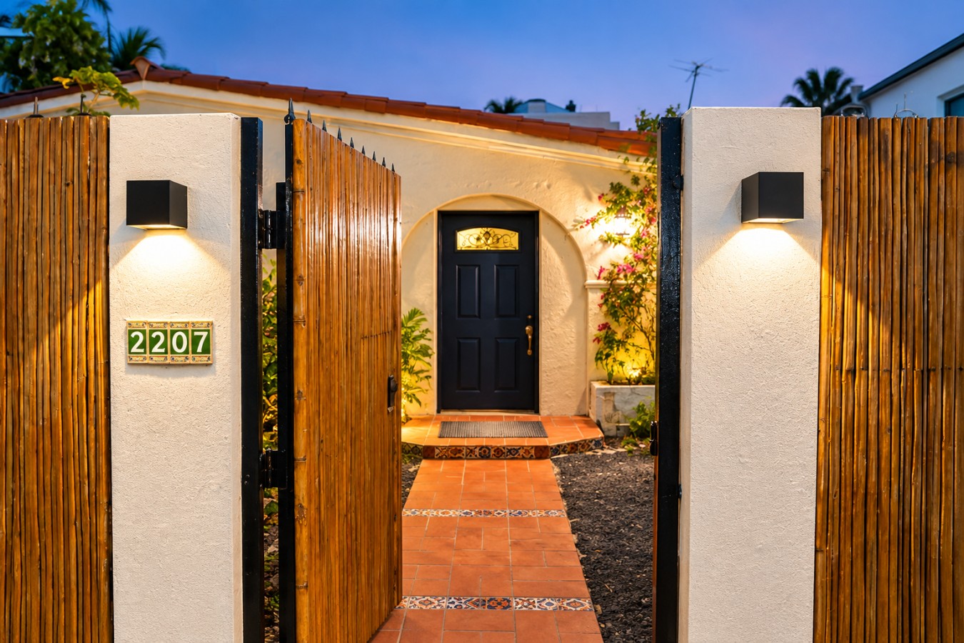 Welcome home to your private San Juan retreat, with a charming courtyard entrance and warm evening lighting to greet you after a day exploring.