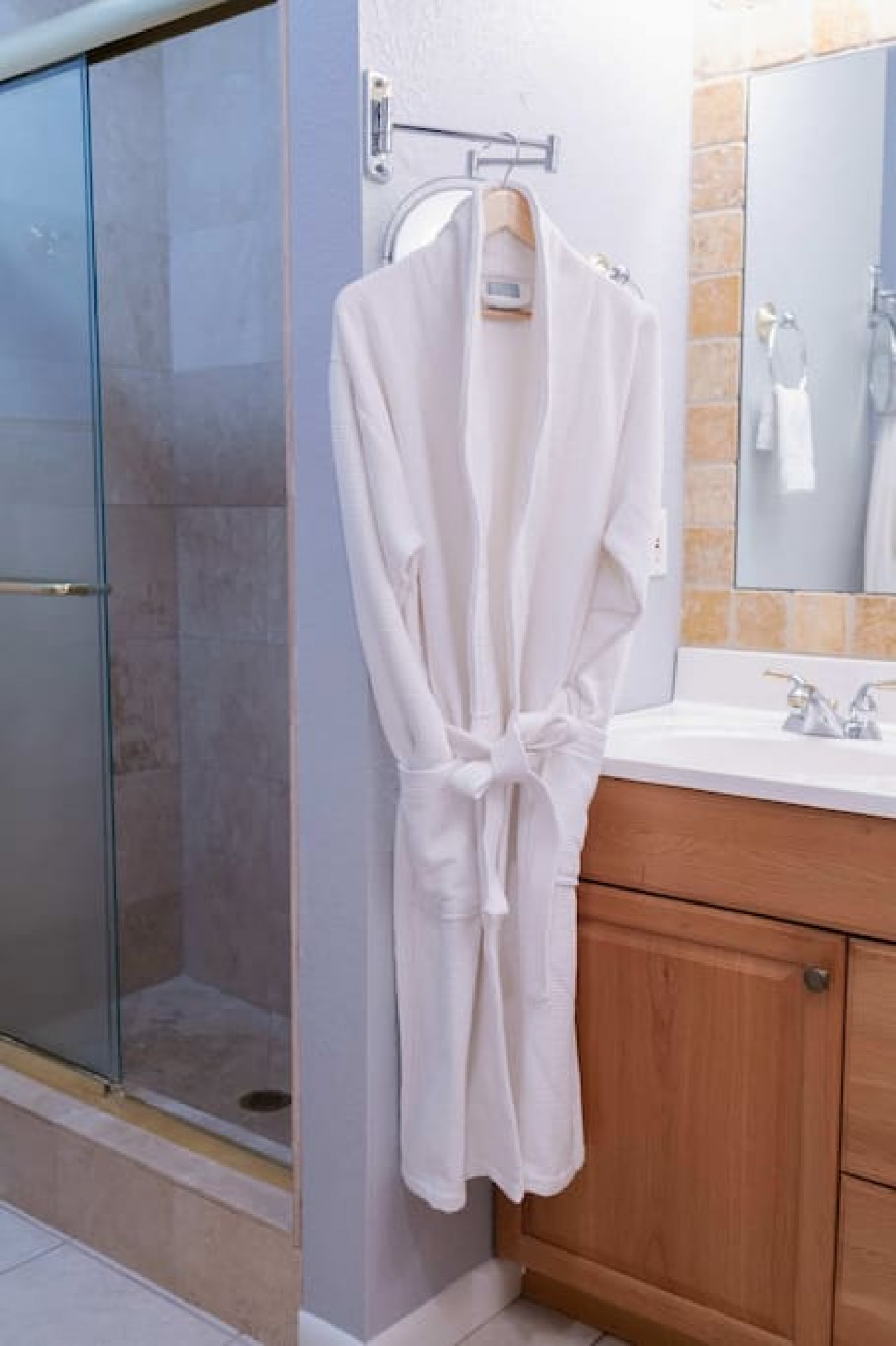 Feel pampered as you step out of the shower into the luxury waffle weave robes provided for your stay