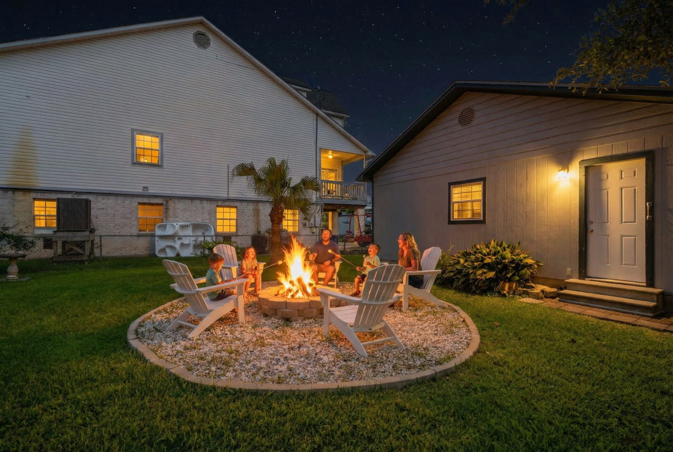Enjoy s'mores & laughter by the crackling fire pit