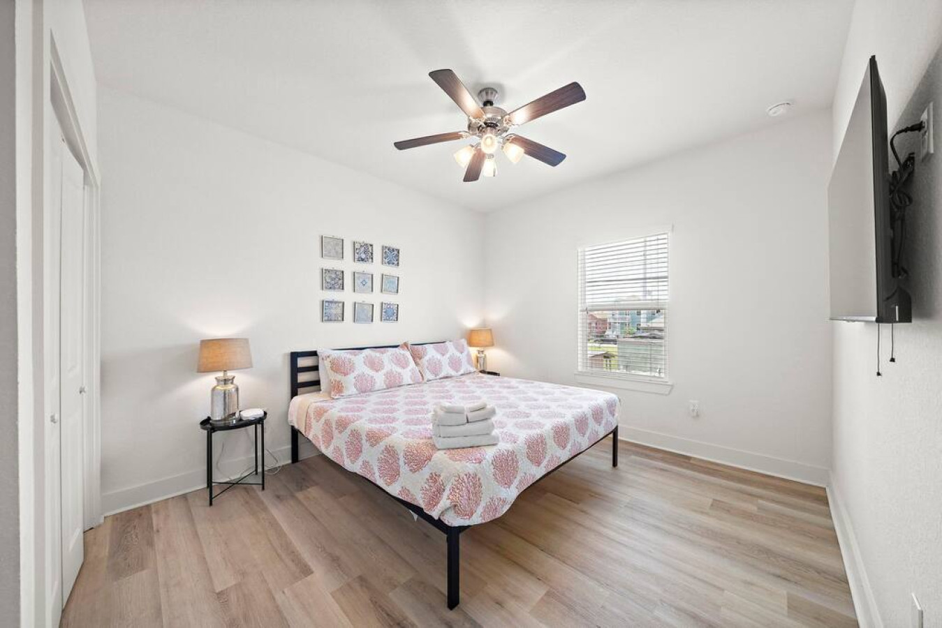 This bedroom has a king sized bed
