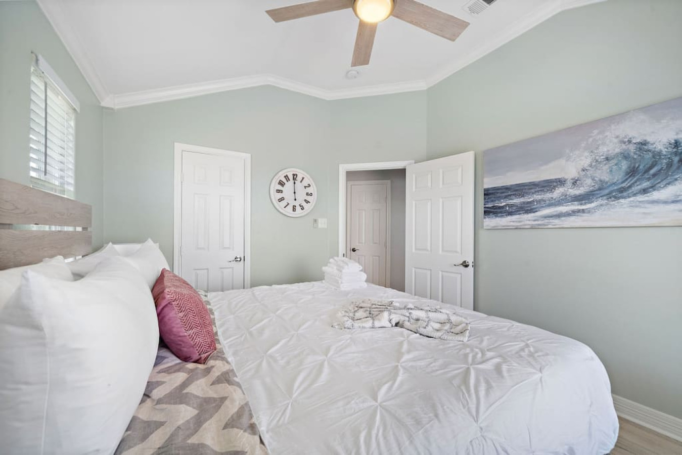 Secluded charm and modern comfort showcased from every angle with this king-sized bed