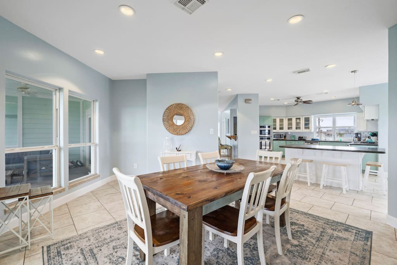 This dining area is located off the kitchen