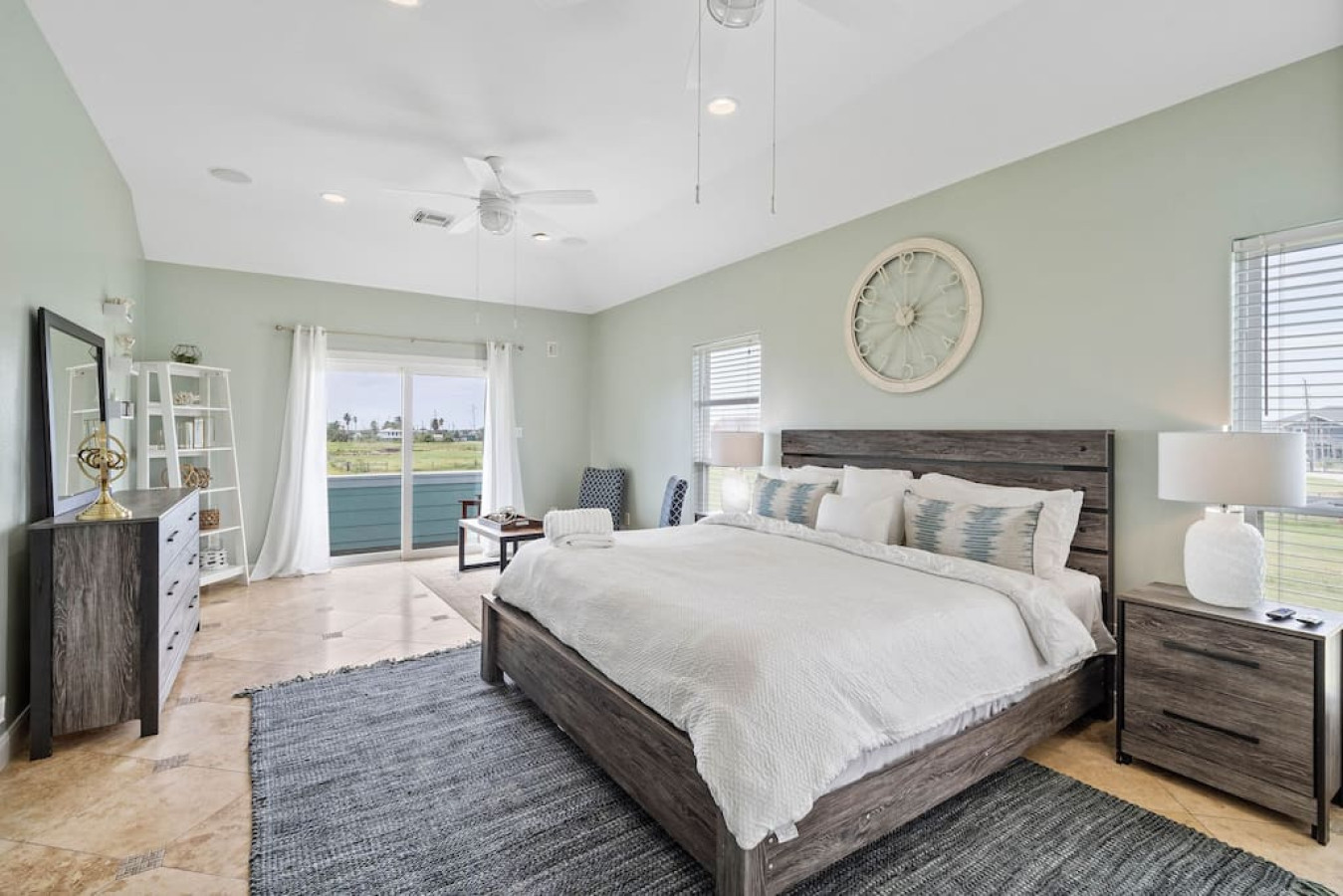 This bedroom has a king sized bed
