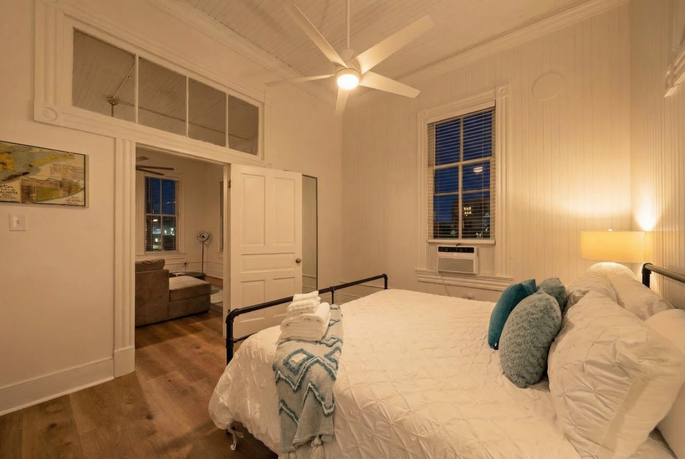This bedroom has king sized bed