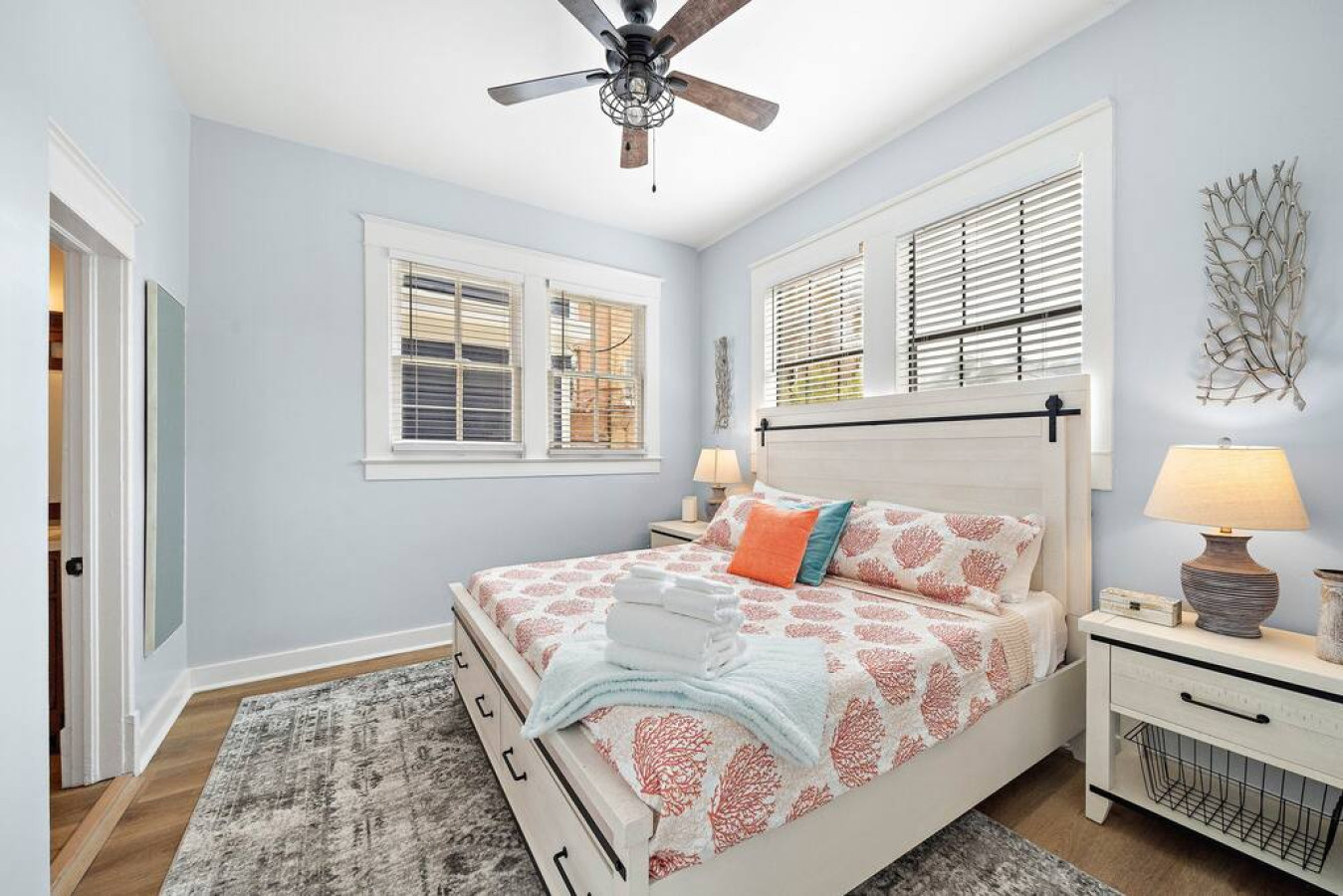 This bedroom has king size bed