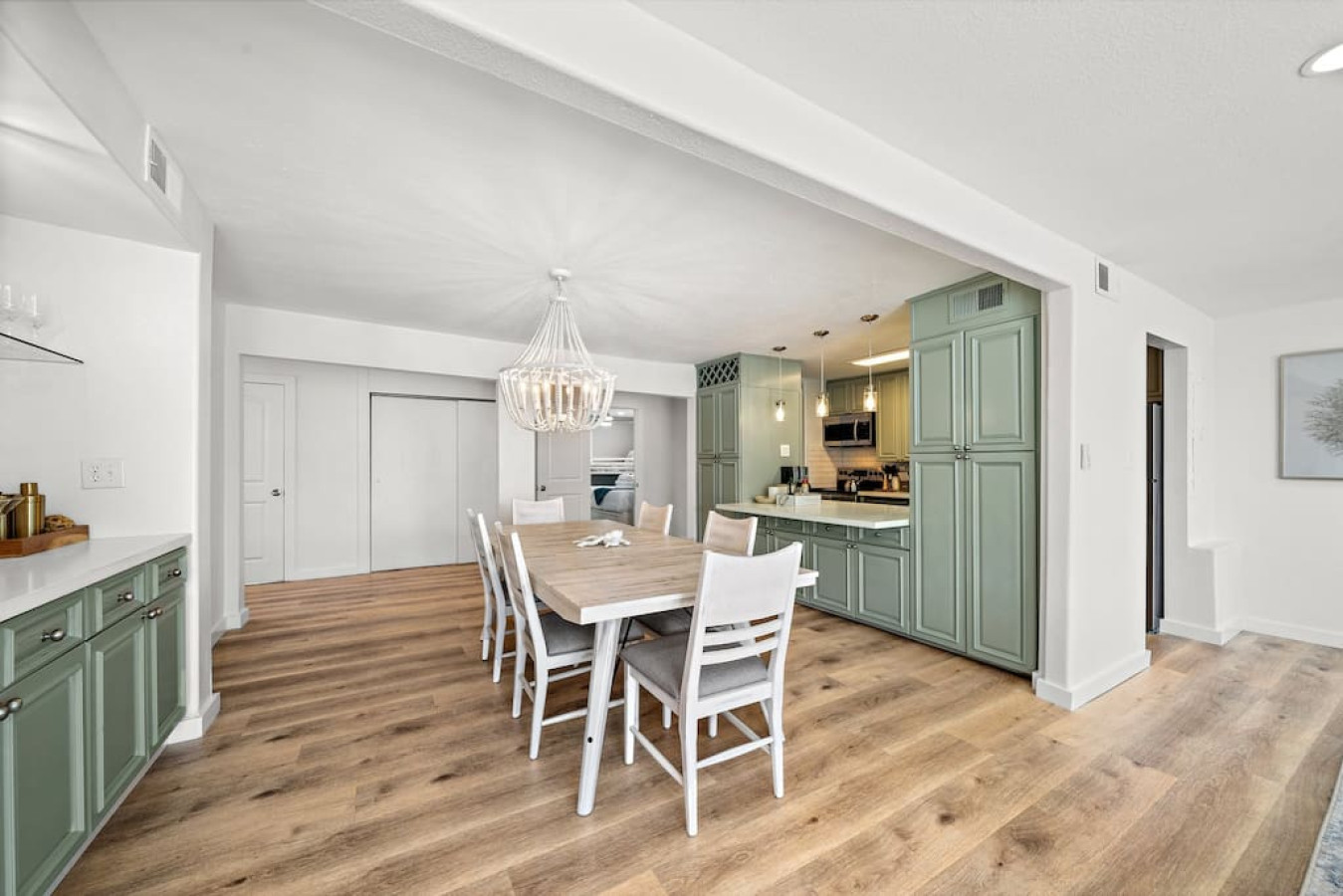 This dining area is located off the kitchen