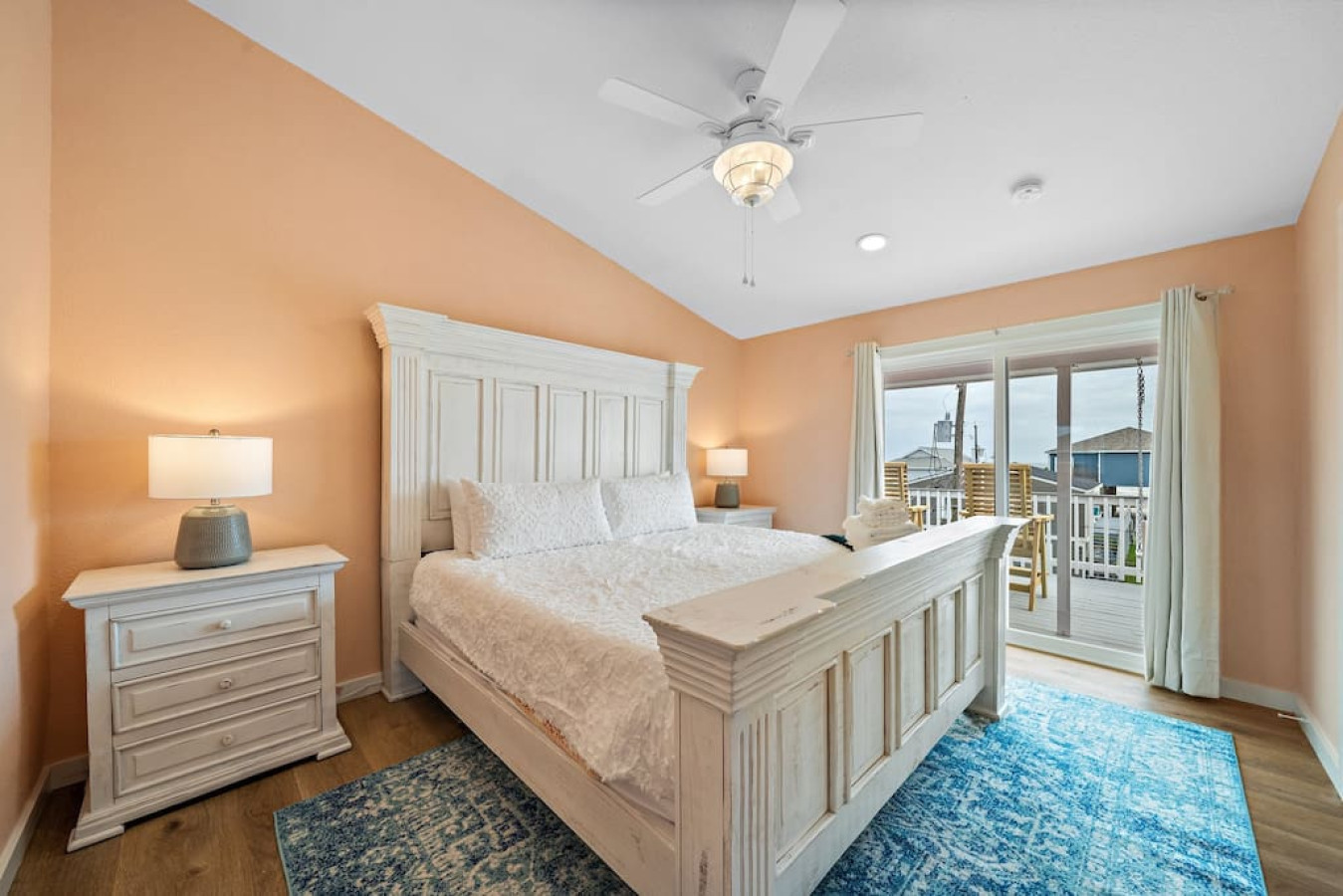 This bedroom has a king sized bed