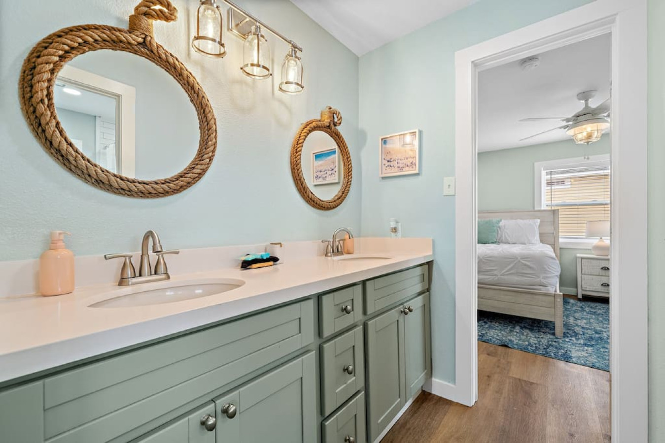 This bathroom is connected to a single bedroom