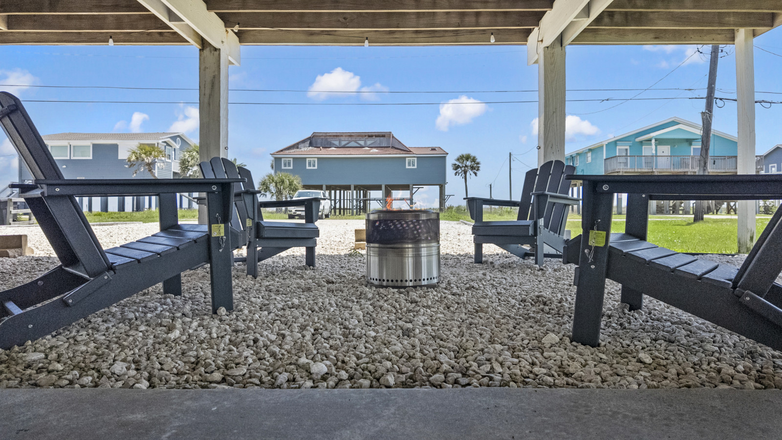 Unwind by the fire after a day at the beach