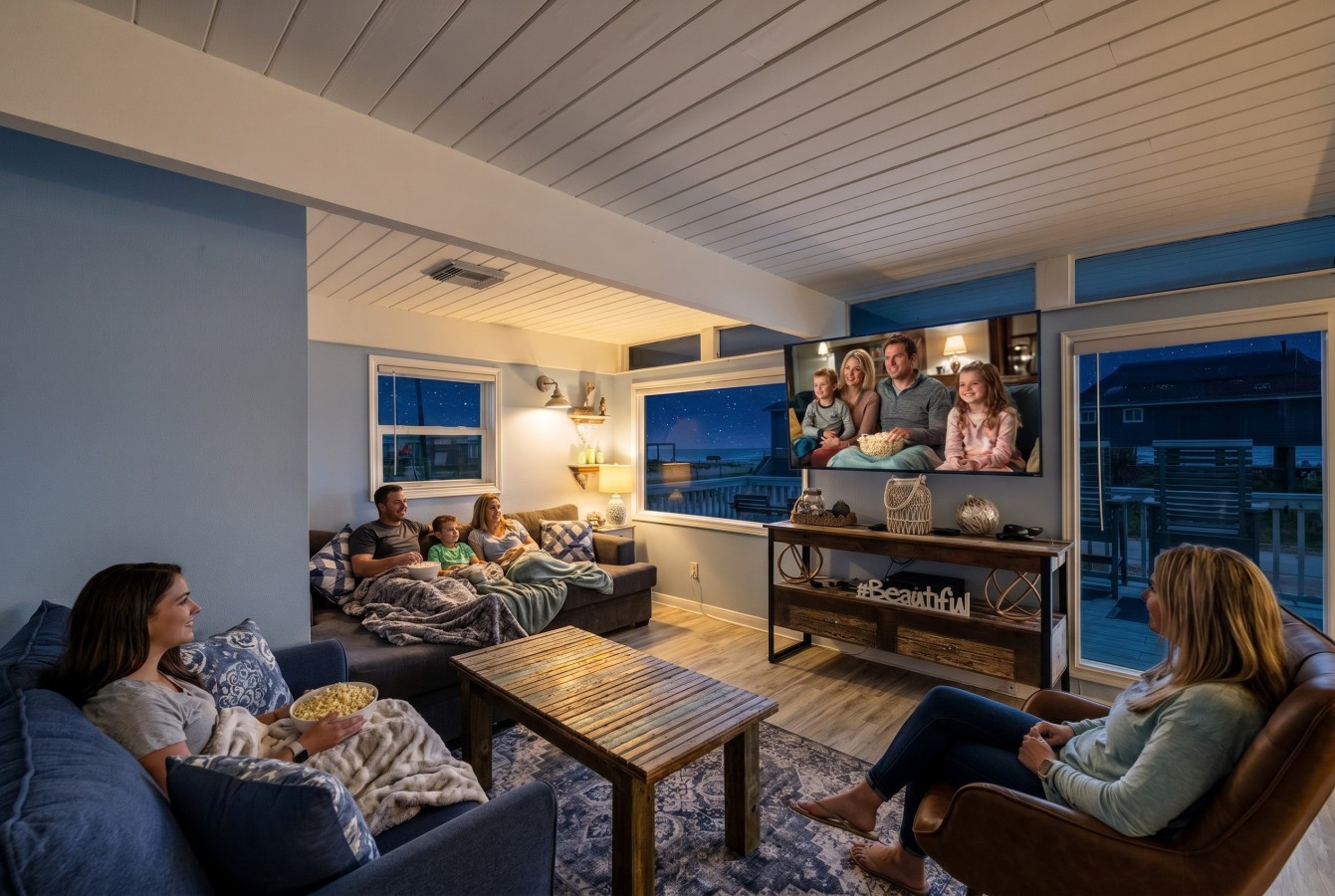 Kick back and enjoy your favorite shows in this cozy space