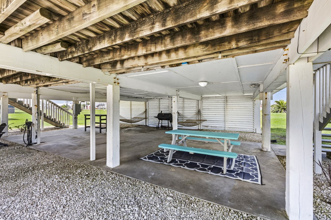 Covered outdoor area perfect for relaxing and dining