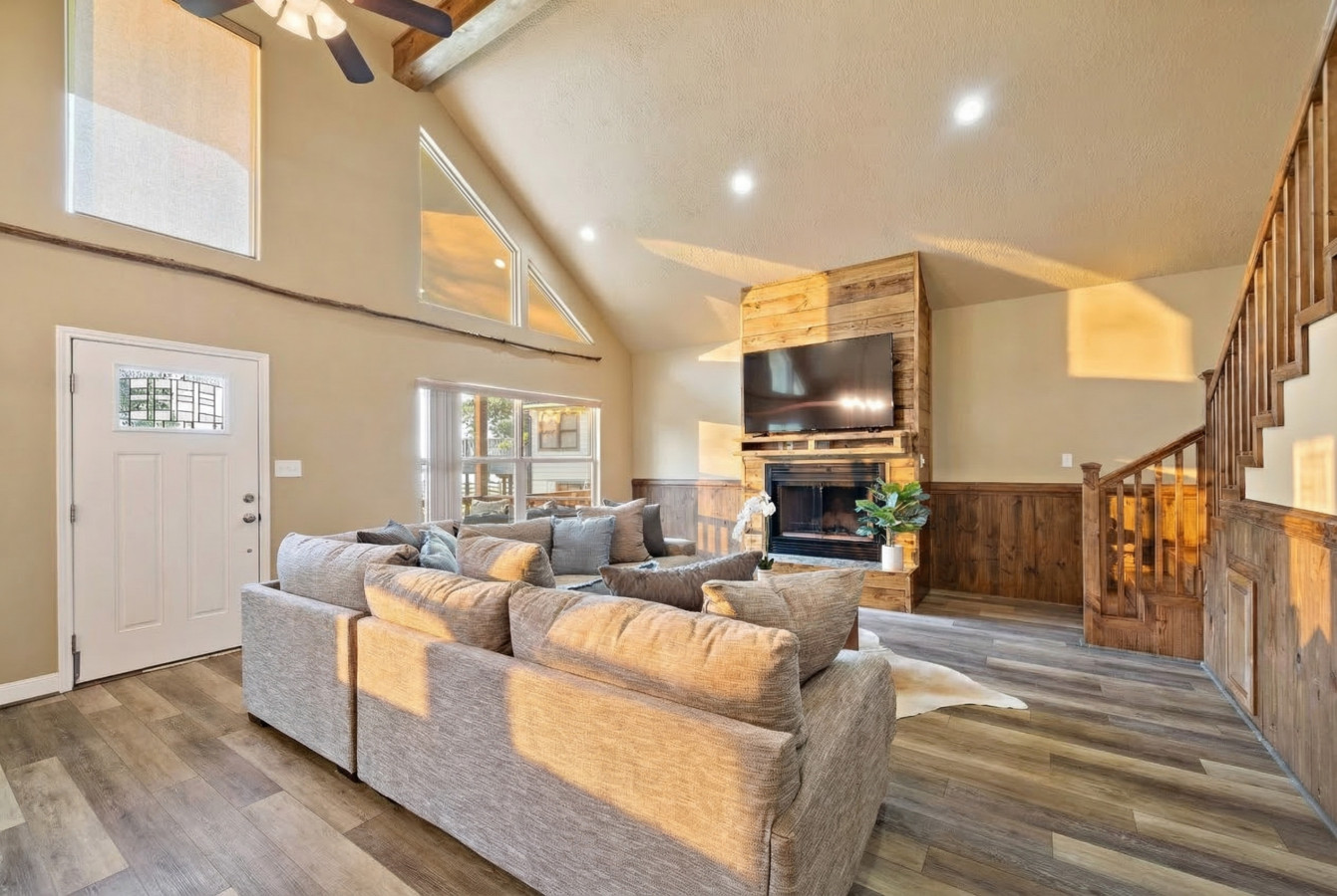 Curl up with a good book in the inviting living room