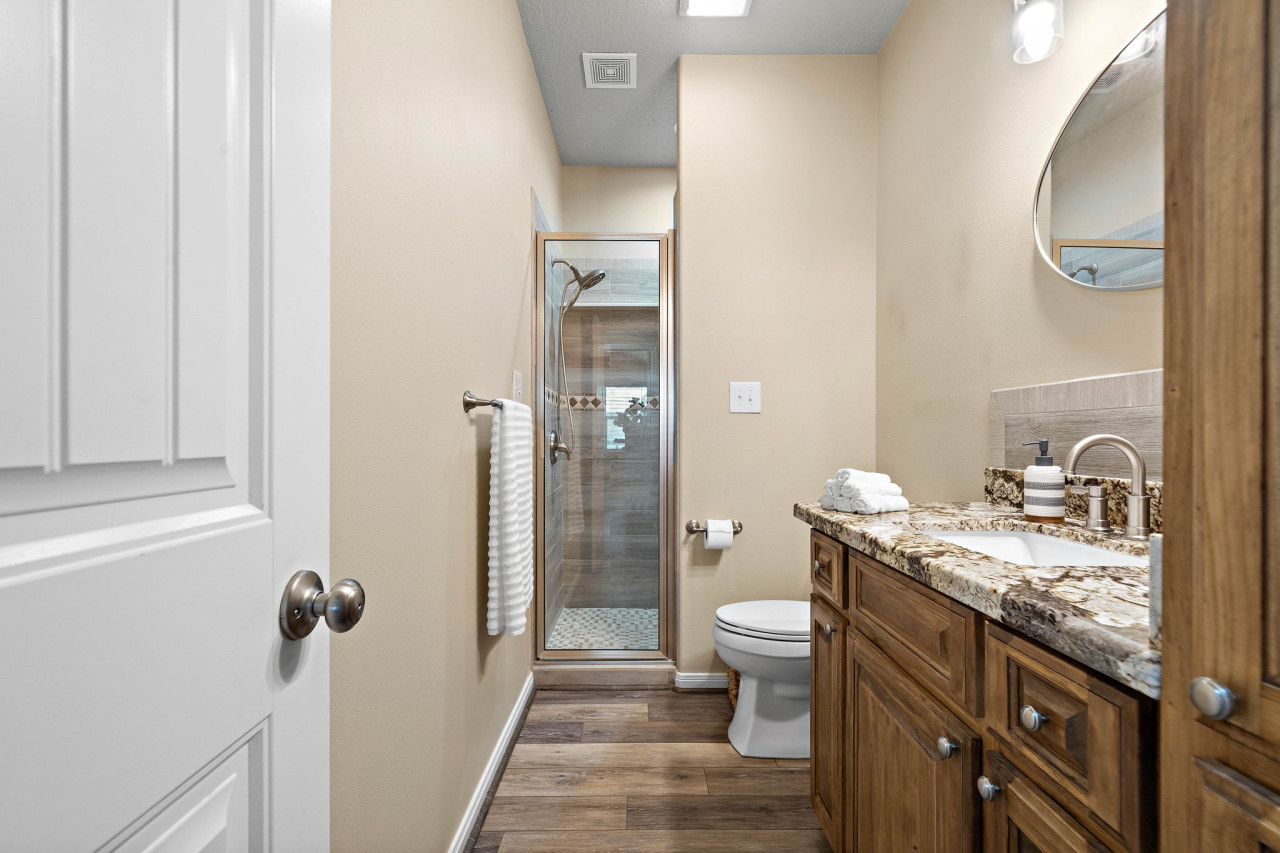 This bathroom is shared by several bedrooms