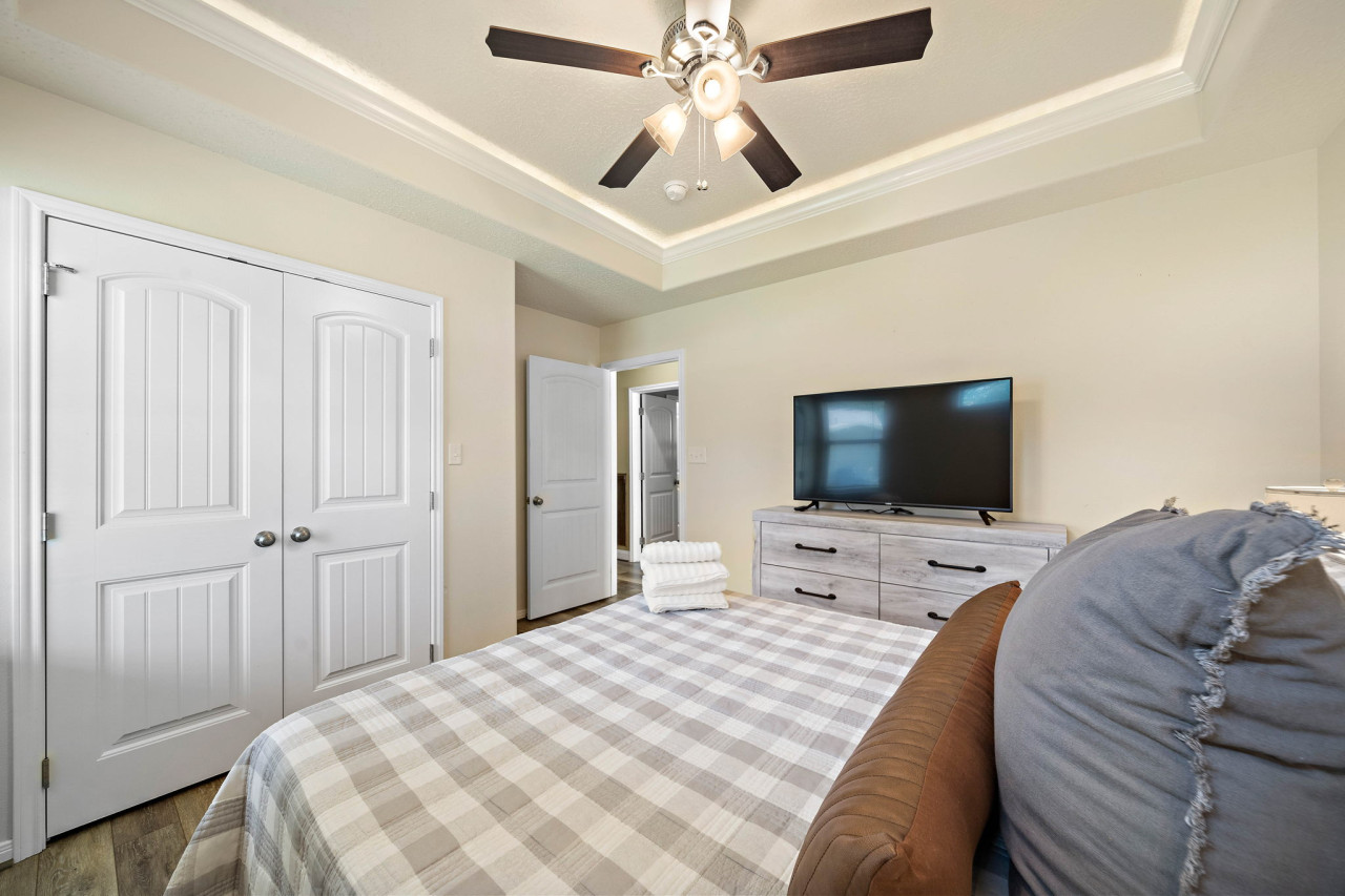 A relaxing retreat awaits in this comfy bedroom