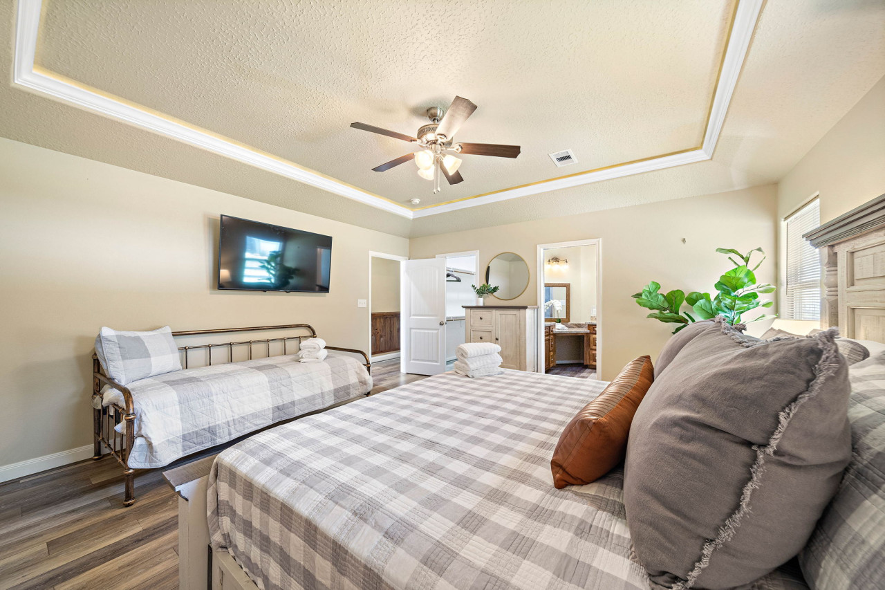 Imagine drifting off to sleep in this bedroom