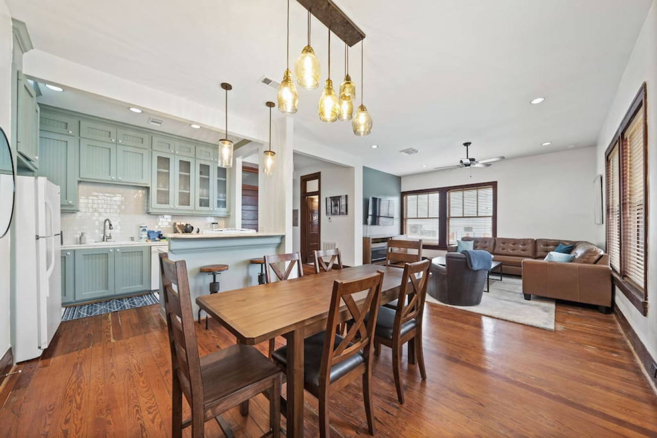 This dining area is located next to the kitchen