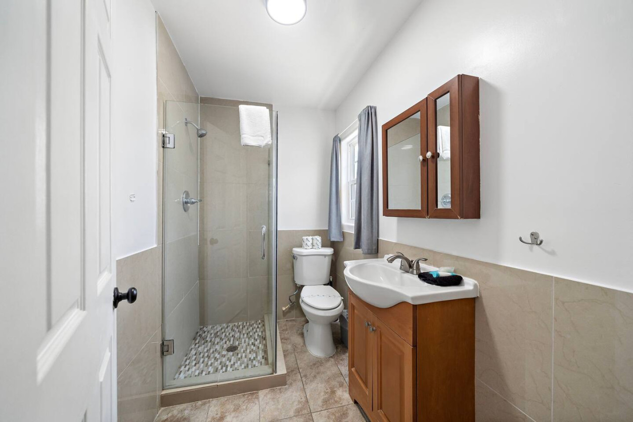 This bathroom is connected to a single bedroom