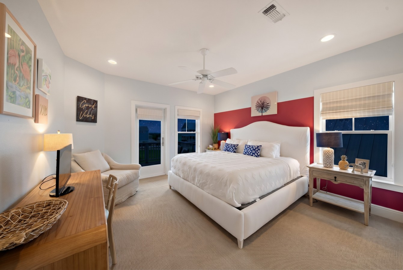 This bedroom has a king-sized bed