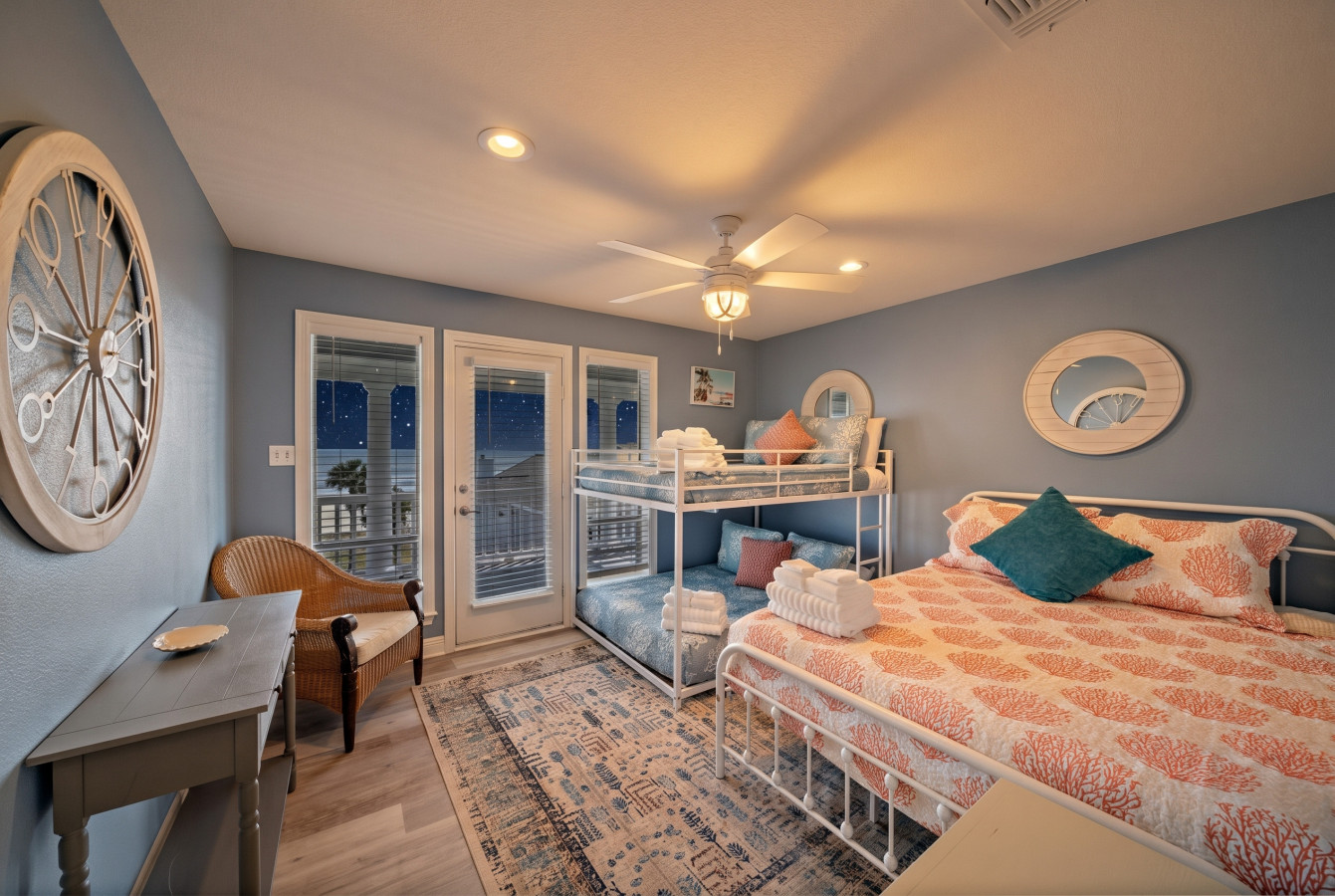 Experience the perfect blend of spaciousness and coziness with 1 Queen and 2 Double beds in this inviting room