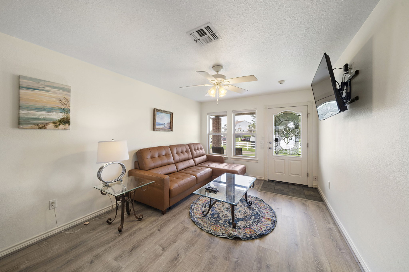 Curl up with a good book in the inviting living room