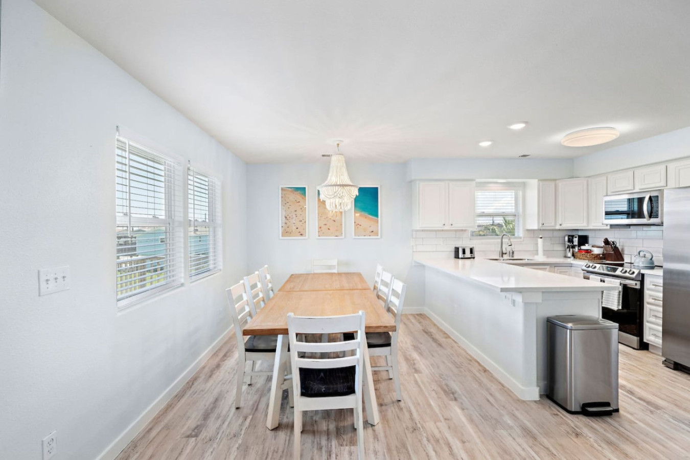 This dining area is located off the kitchen